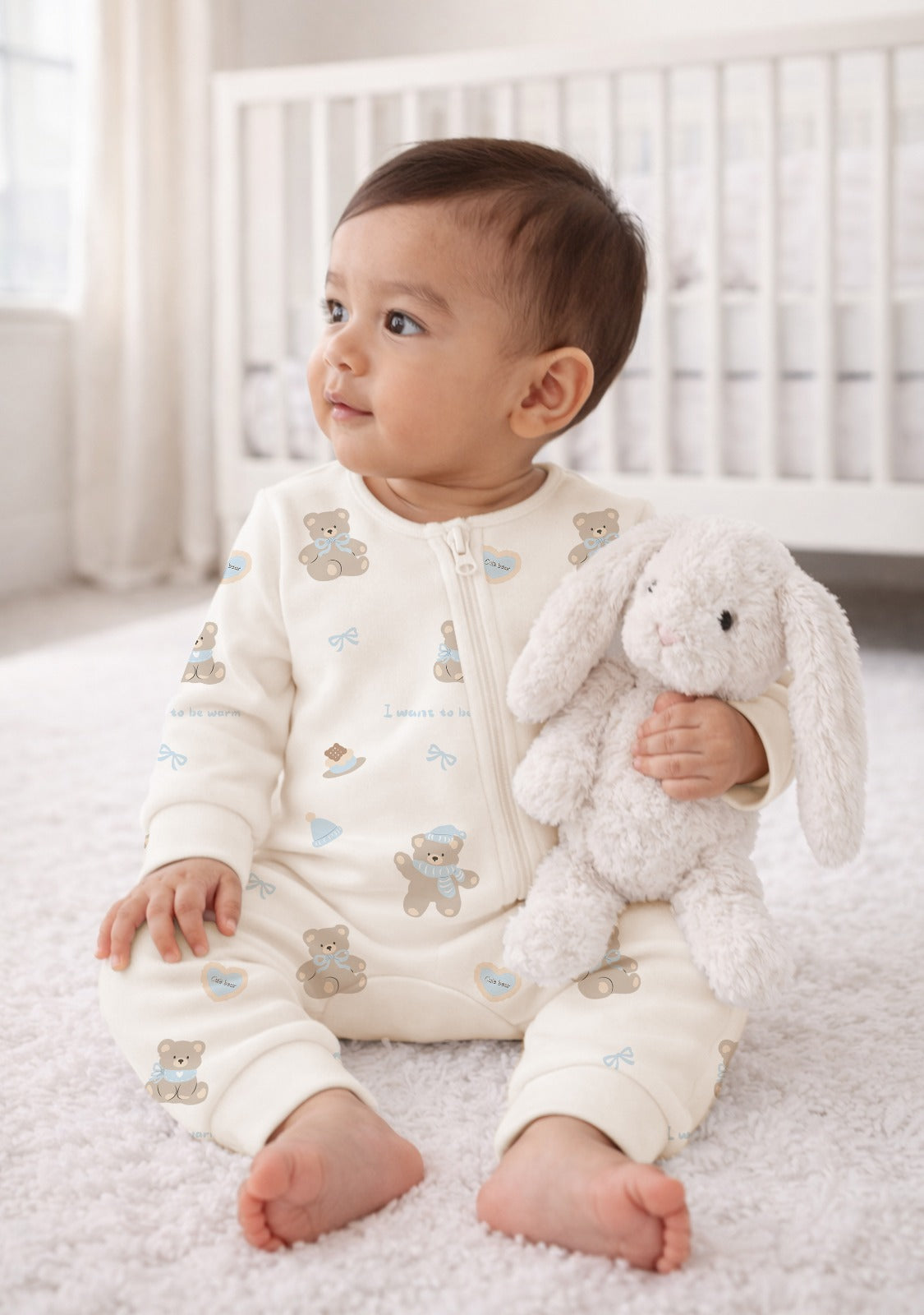 Warm Bear - Fleece Zipper Romper