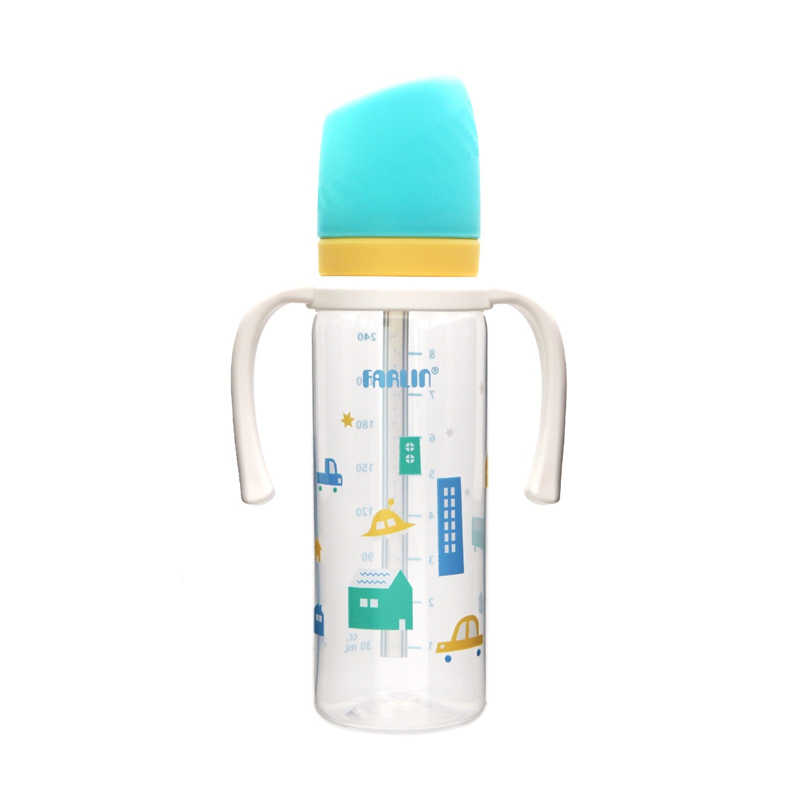 Farlin 240ml Baby Drinking Cup with Silicone Straw & Easy-Grip Handles (6M+)