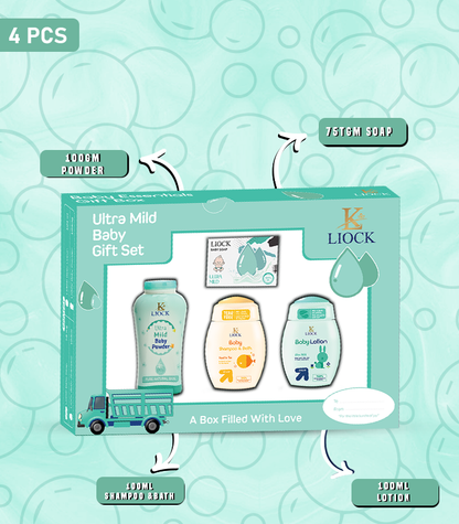 4-Piece Baby Bath & Skincare Gift Set - Gentle Essentials for Newborns