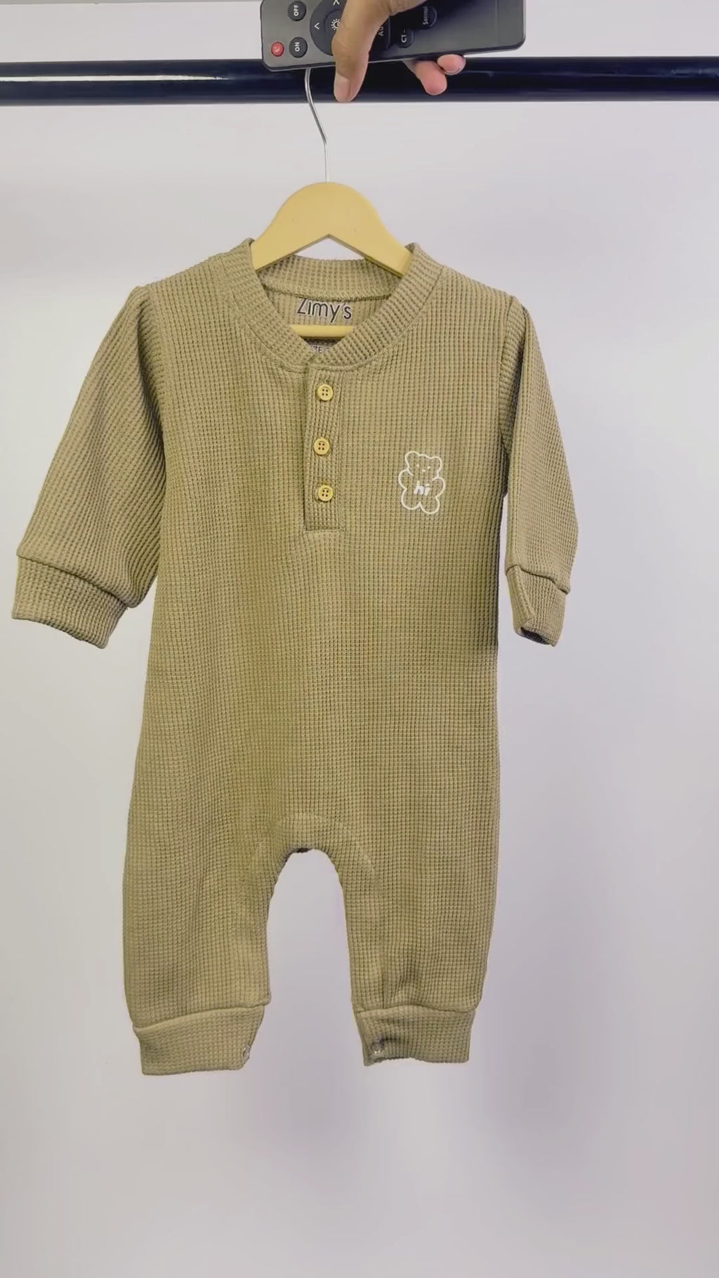 Waffle Knit Thermal Romper – (Oatmeal)