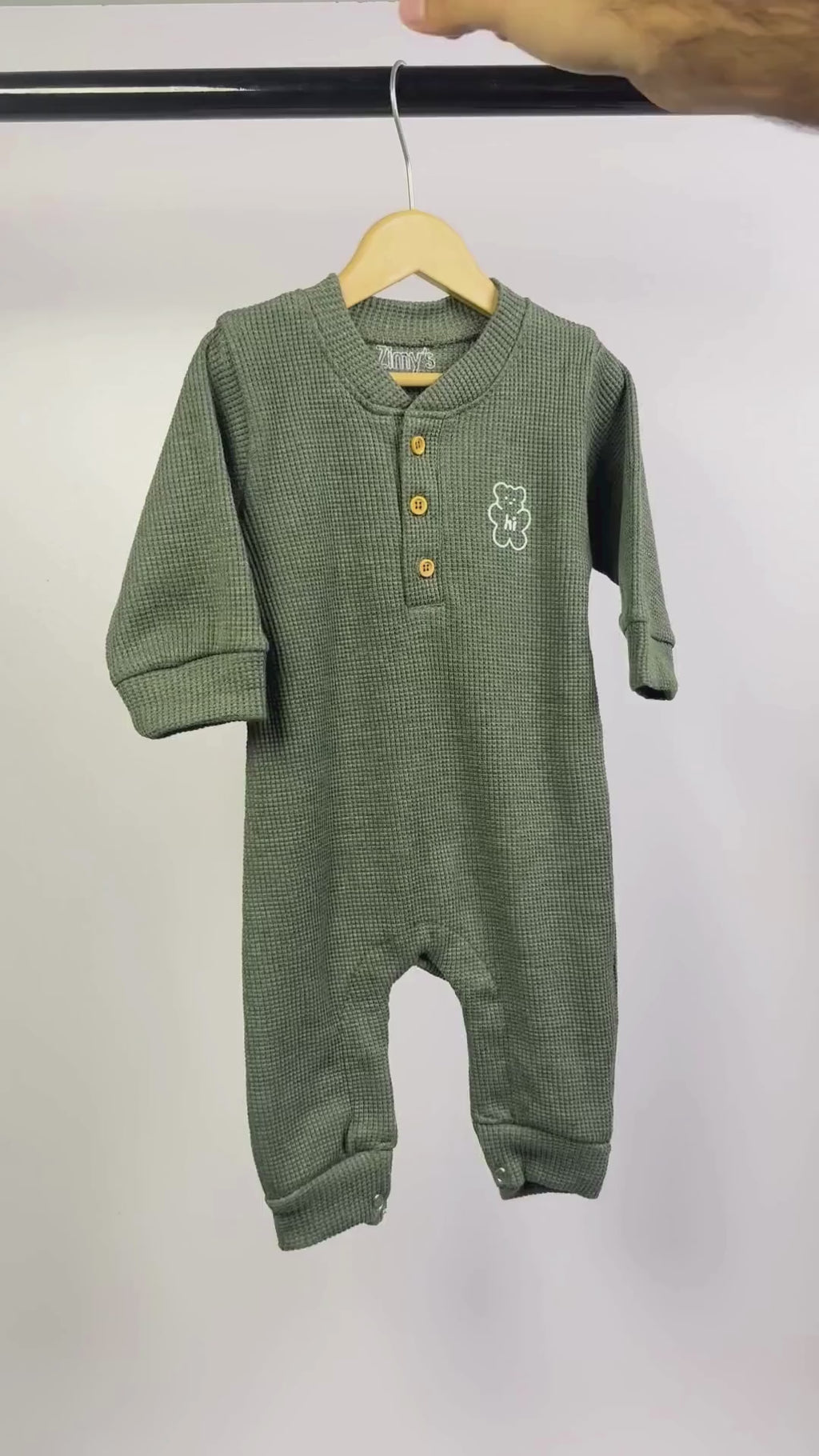 Waffle Knit Thermal Romper – (Olive)