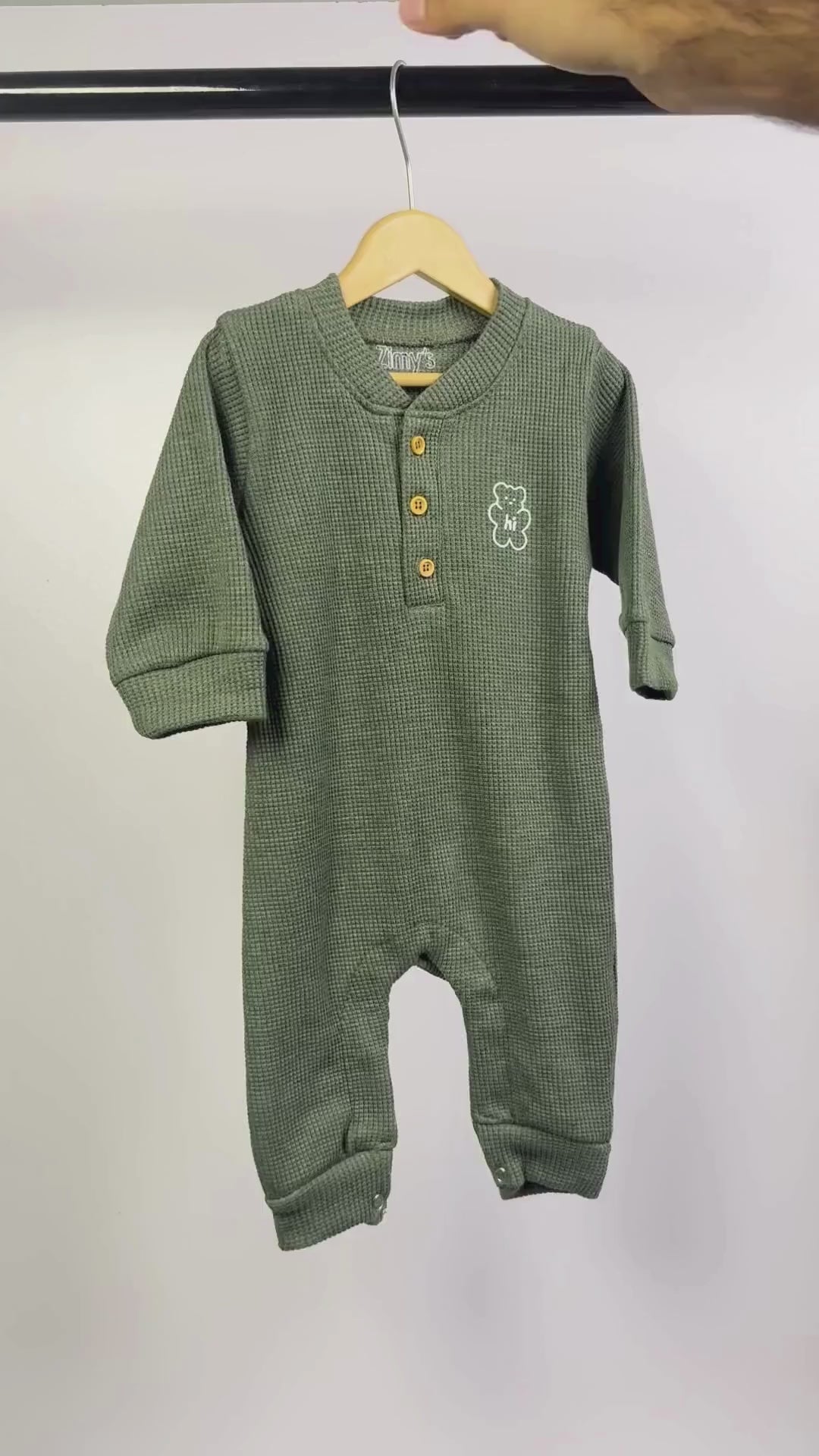 Waffle Knit Thermal Romper – (Olive)