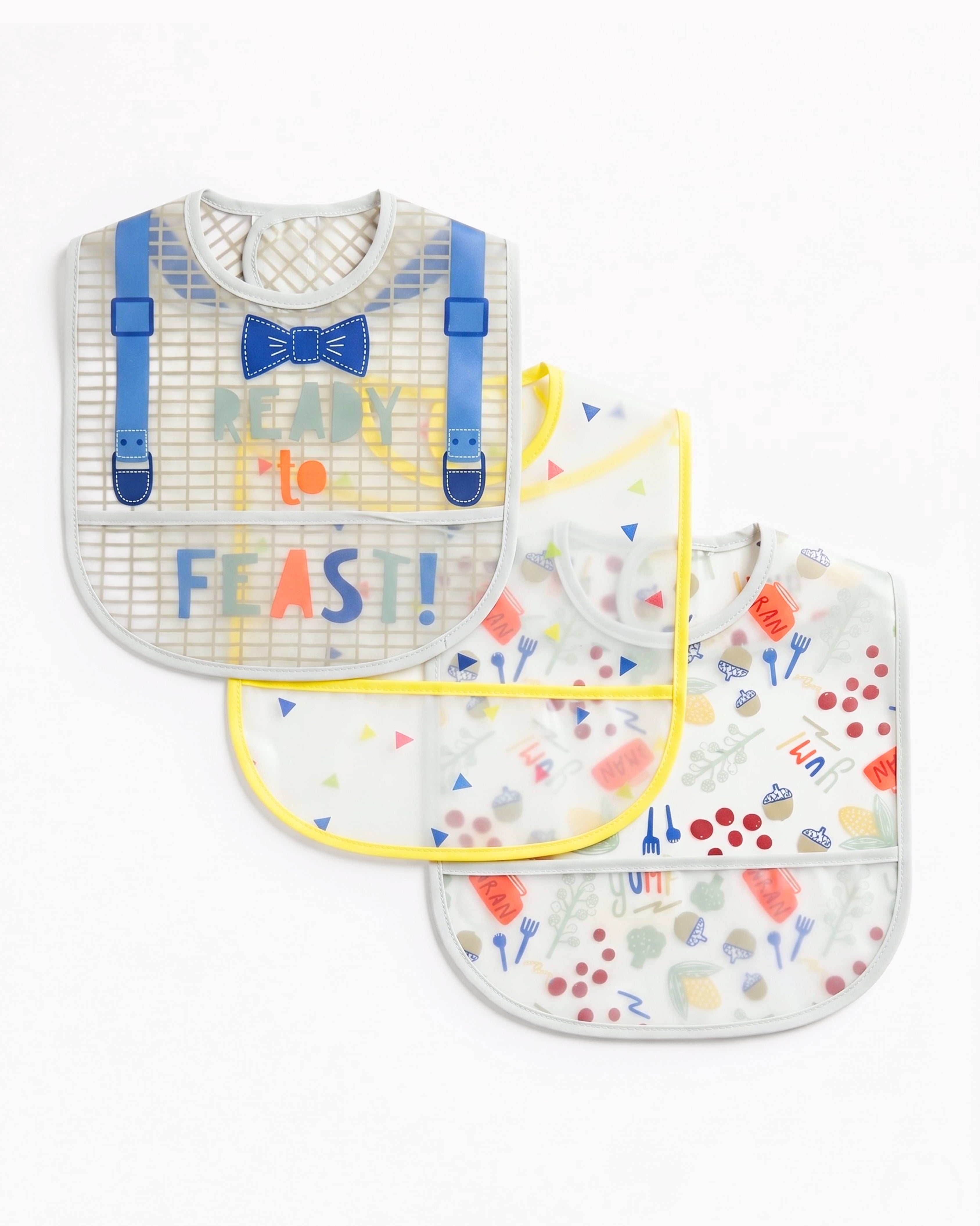 3-Pack Waterproof PEVA Baby Bib Set – (Ready to Feast)