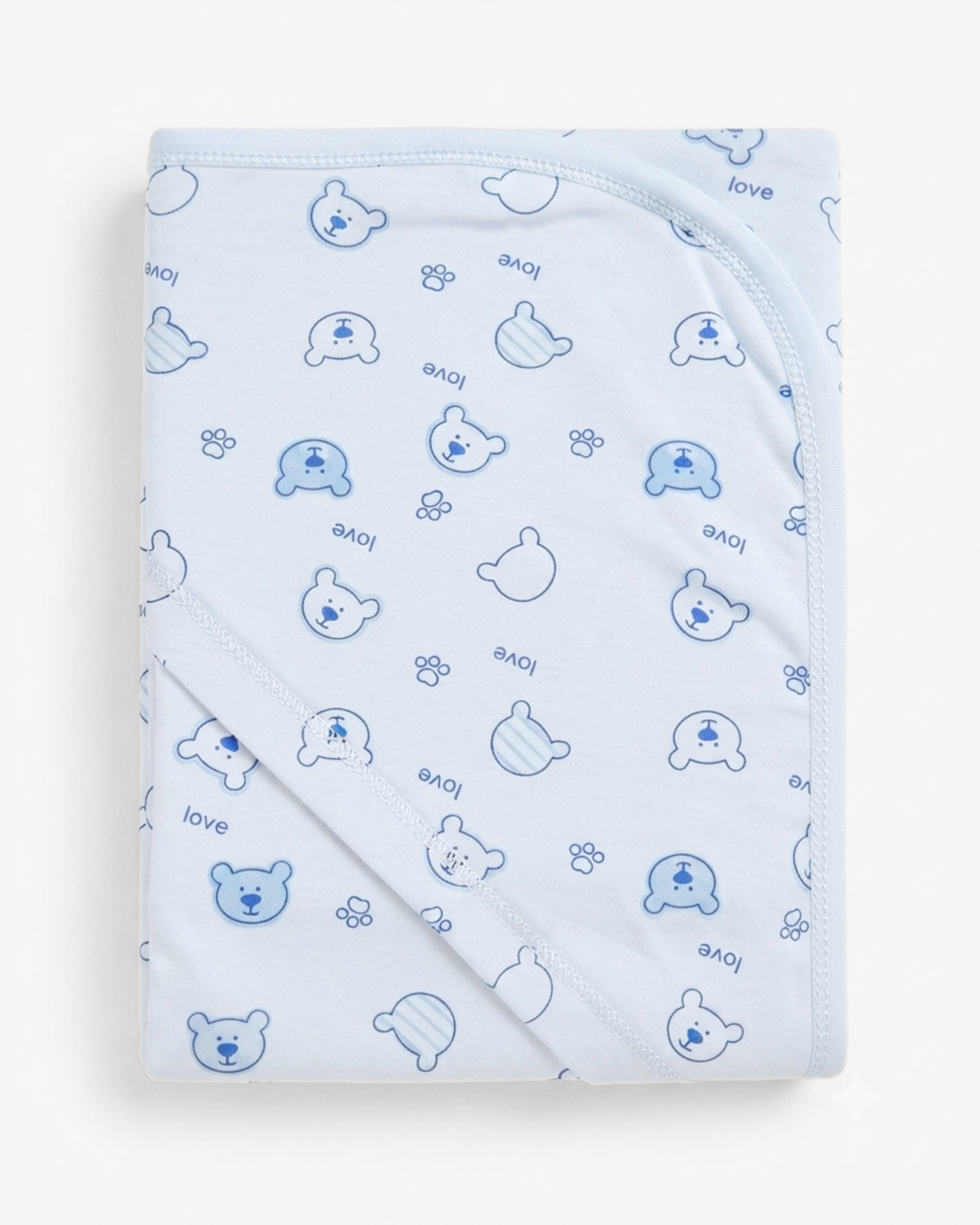 Baby Hooded Blanket - Baby Wrap (30x30Inch) - Baby Bear (Blue)
