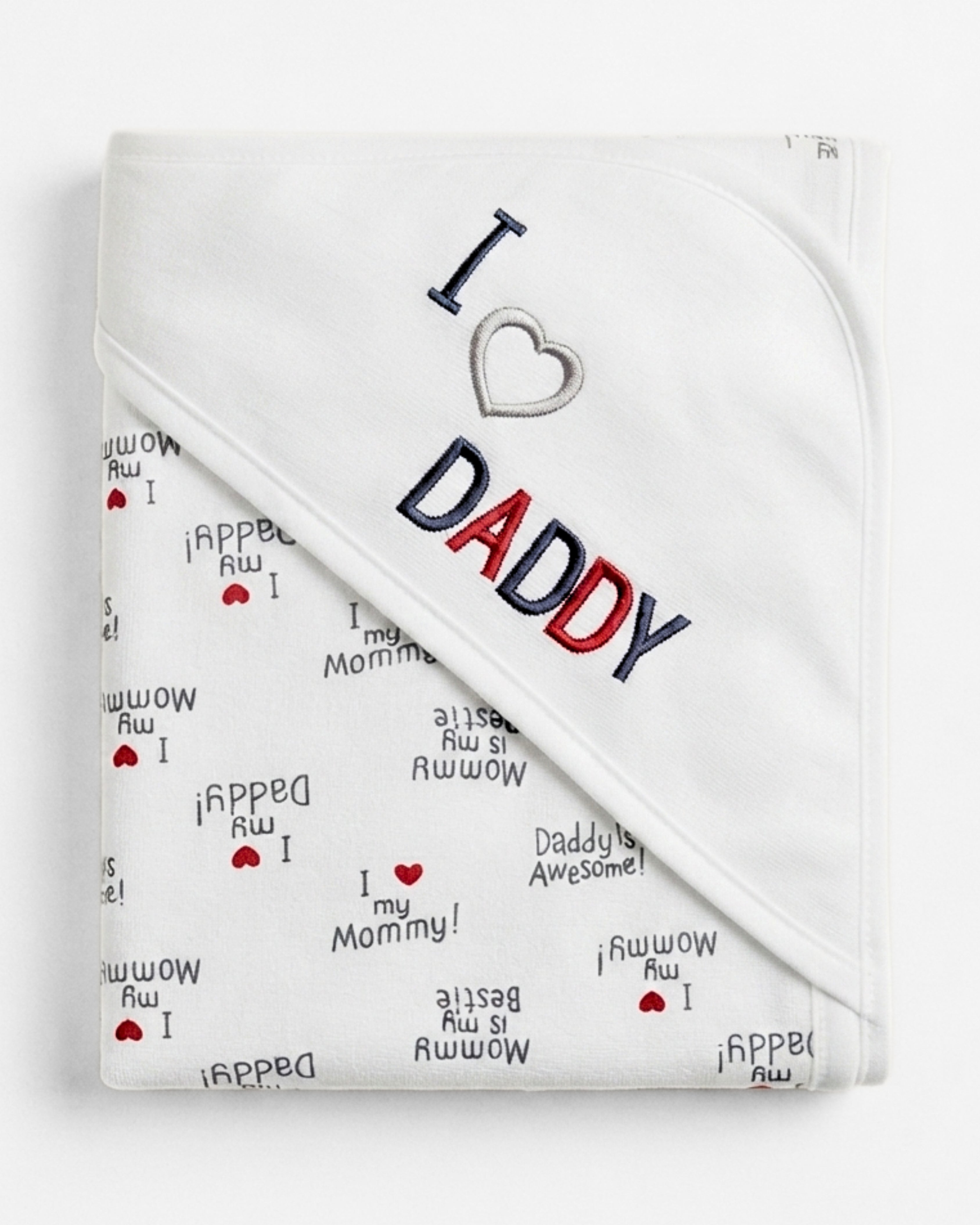 Baby Hooded Blanket - Baby Wrap - Interlock Cotton Baby Blanket - I love Daddy