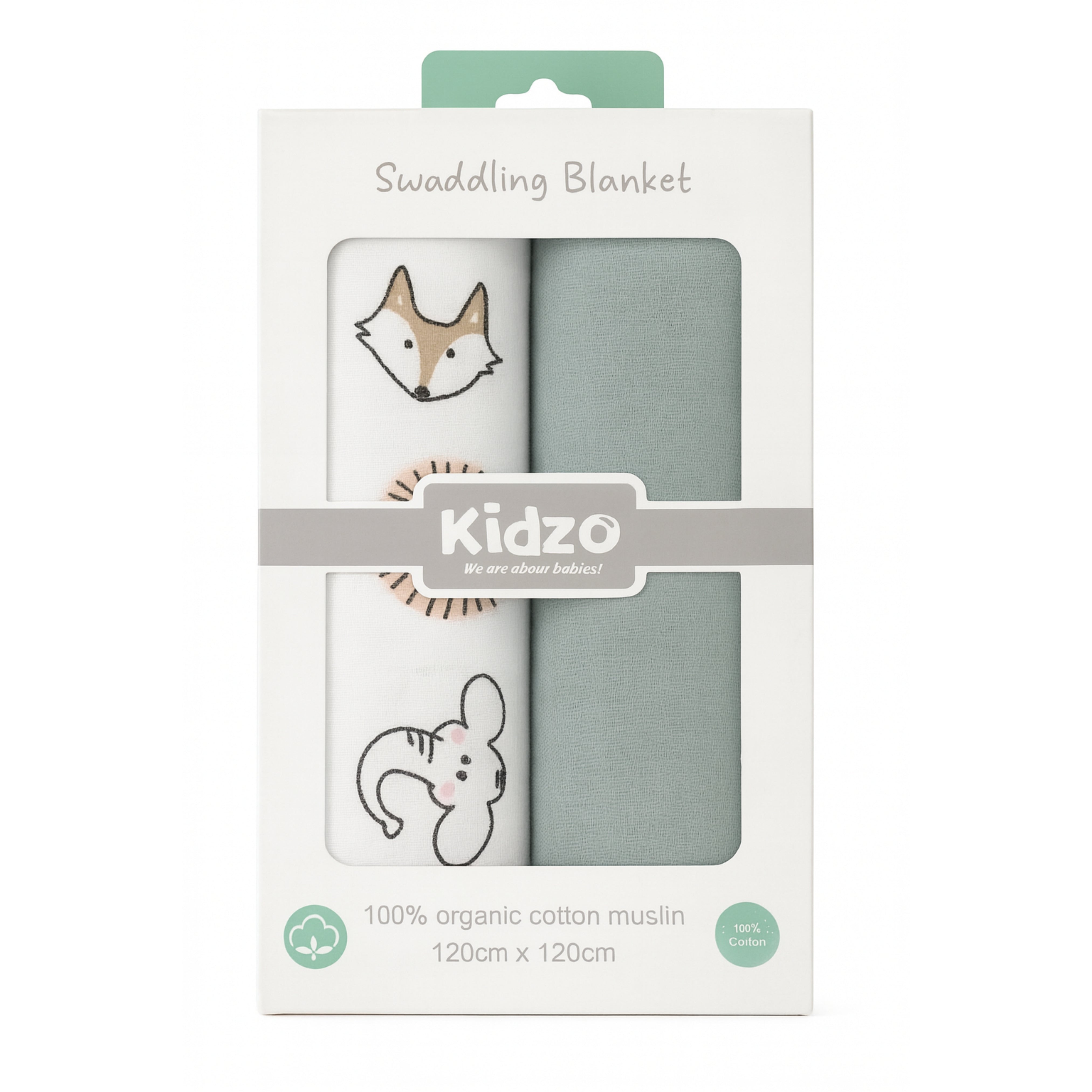 2-Piece Baby Swaddling Blanket Set - Muslin Swaddle Blanket (Forest Friends)