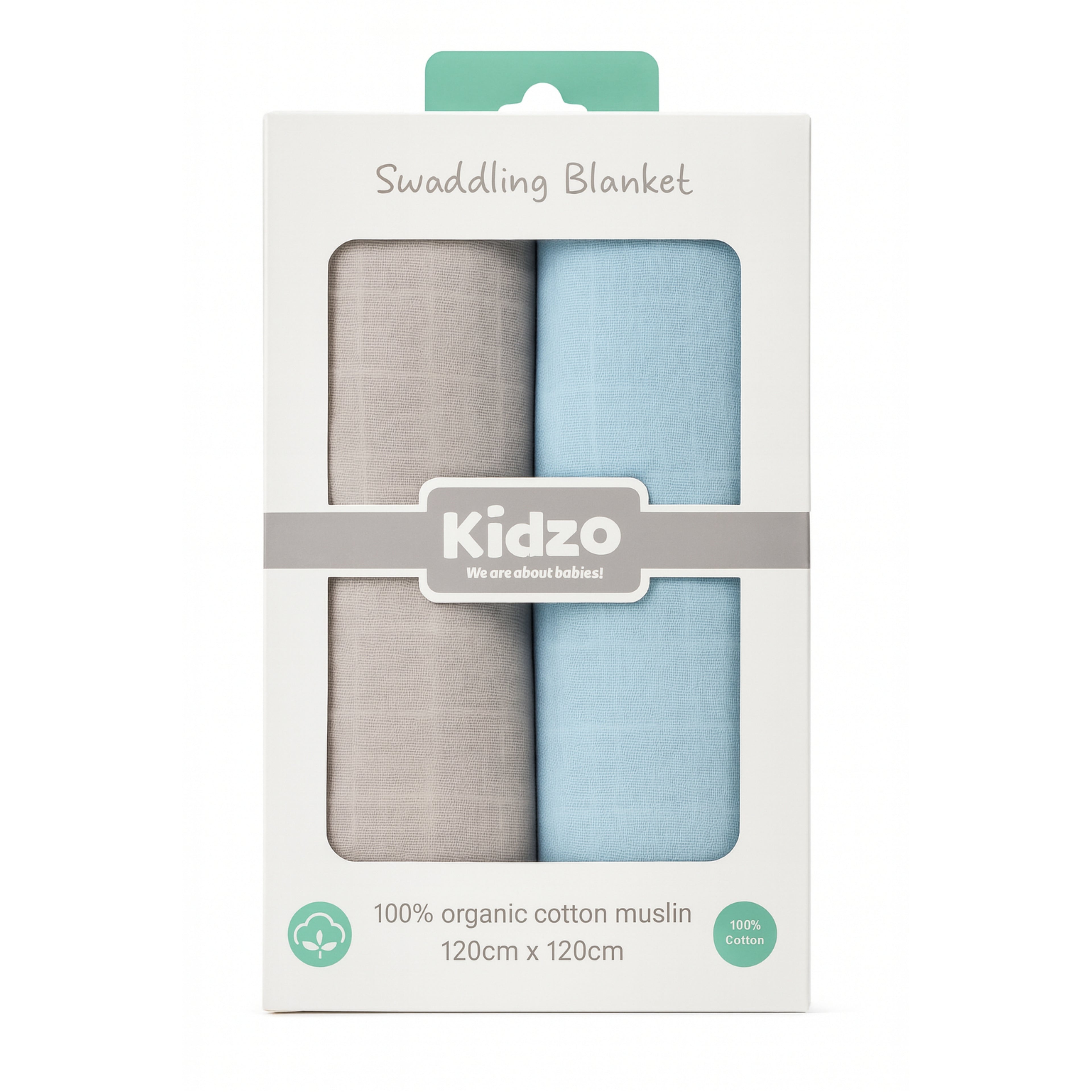 2-Piece Baby Swaddling Blanket Set - Muslin Swaddle Blanket (Blue Mist)