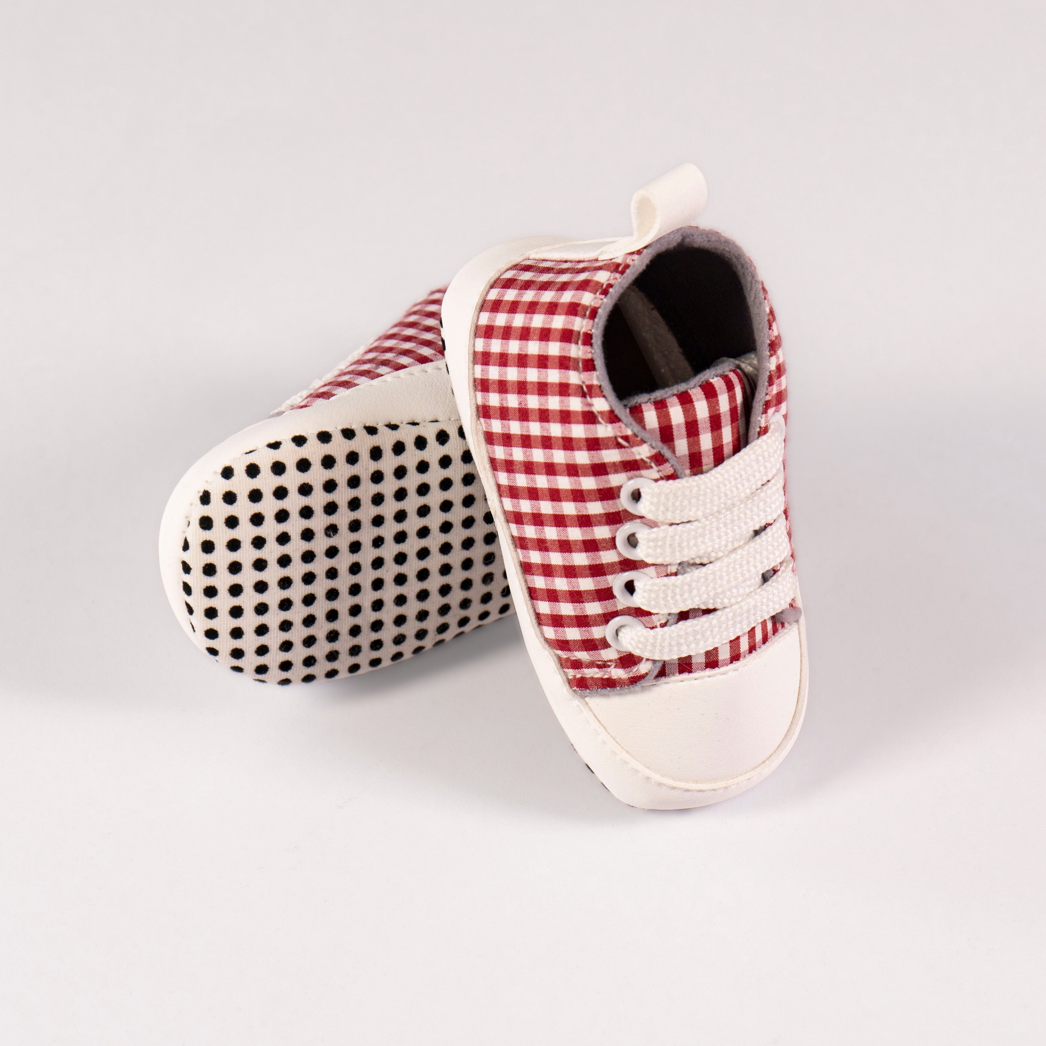 Baby Soft Sole Sneakers – Red Checkered
